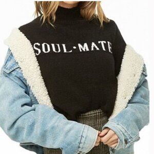 NWT Forever 21 Black Sweater “soul mate” Side M